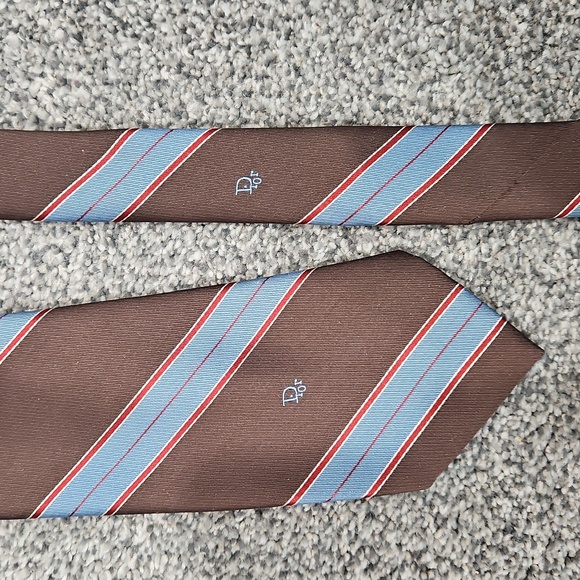 Christian Dior Men's Brown and Blue Tie - Picture 5 of 5